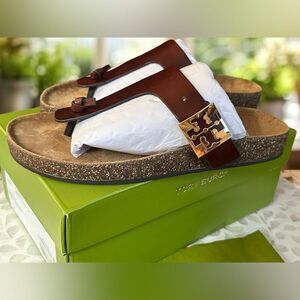 Tory Burch Womens Mellow Leather Flatform Slip On Sandals Shoes NWT